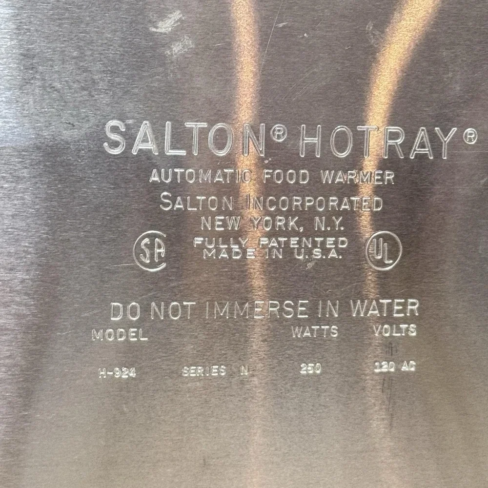 VTG Salton HOTRAY Electric Food Warmer WORKS Model #H924 Series N 250 W 120 V
